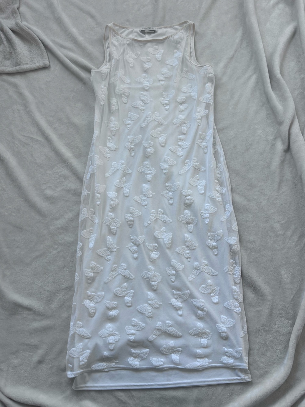 Giorgio Fiorlini Vintage White Maxi Dress with Butterfly Appliqué